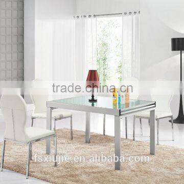 L833 EXTENSION EXTENDING HIGH QUALITY MODERN STYLE GLASS SQUARE DINING TABLE