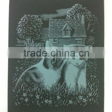 Two cats inkjet Engraving card/Scratch art foil paper/foil card/Scratch foil paper engraving art quilling art paper