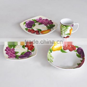 Western square white porcelain chakra dinner ware set