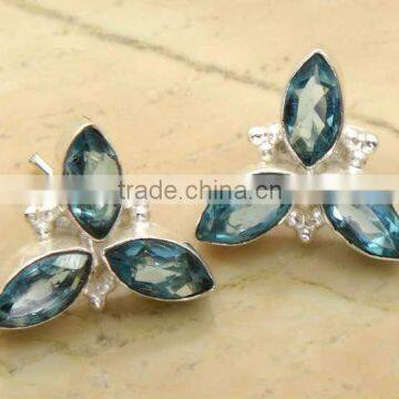 925 Sterling Silver Earrings,sterling silver jewellary with genuine Blue Topaz