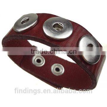 CJ2045 handmade click PU bracelet,snap press button leather bracelet