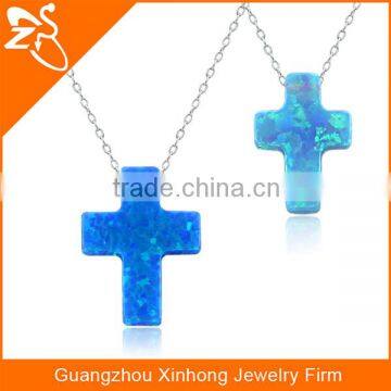 925 silver jewelry necklace with blue cross opal pendants necklaces