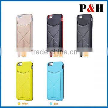 New TPU+PU Back Skin Case Cover with Card Slots Standing for iPhone6,6 plus