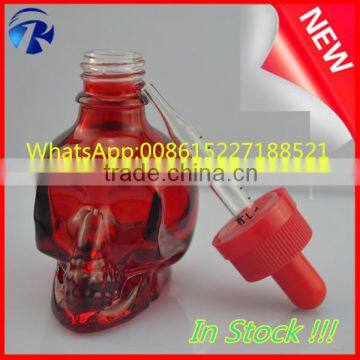 30ml red skull e liquid glass dropper bottles with red childproof cap in large stock