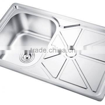 SC-129 china supplier most hotsale single bowl stainless steel sink with drain board