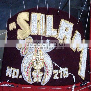 Bullion rhinestones embroidery hat | AS salam temple 215 | Jeweled shriners fez with tassel | Masonic officer hat