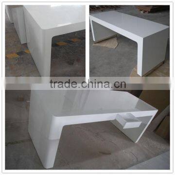 Stylish korian solid surface white modern office desk shenzhen