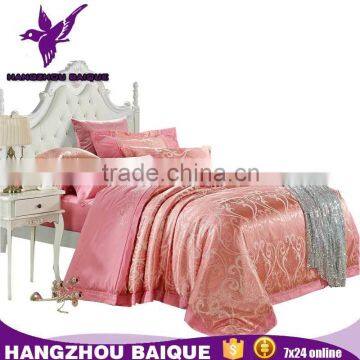 Four Pieces of Cotton Jacquard Pink AB Version Satin Bedding Set