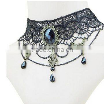 Gothic Acrylic Excellent Beads Lace Collar Victorian Choker Necklace Pendant photo-5