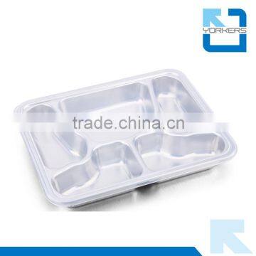 5 Butterfly-shaped Compartment of Stainless Steel Serving Fast Food Tray
