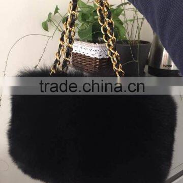 2016 Luxury Genuine Fox Fur Handbag Funky Casual Ladies Fur Clutch Bag