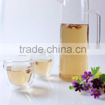 Handmade Blown Glass Pitcher 1.2L Heat Resistant Pyrex Glass Pitcher