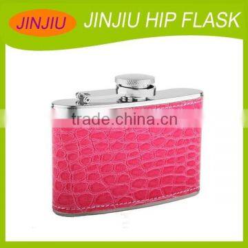 Fashion Stainless Steel Hip Flask With Leather Covered Girl's Mini Hip Flask