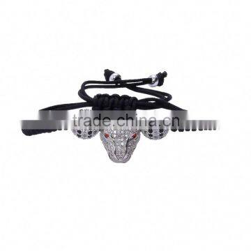 2016 Fashion Shambala Silver Ball Macrame Bracelet Leopard Charm Friendship Woven Bracelets for Men photo-2