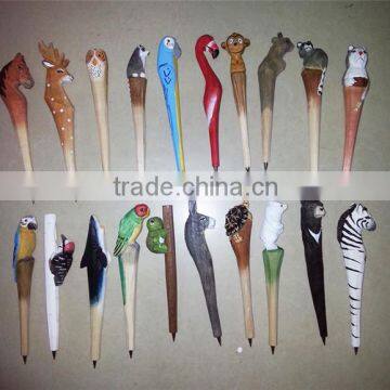 Animal Wooden carving creative ballpoint pen wood Ball point pens handmade sculpture student ball-point