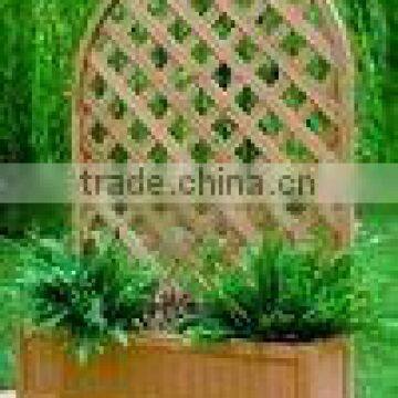 Wooden garden planter with trellis