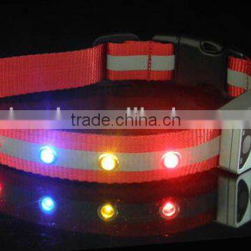 Pet products wholesale nylon safety waterproof led dog collar