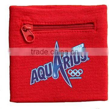 High quality cotton sport custom logo zipper sweatband from professional manufactory