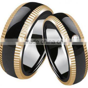 Zirconia Ceramic Ring, bulk sale rose gold plating stainless steel rings wholesale ceramic wedding bride jewelry