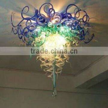 Swirl and spiral Ceiling Fixture xo-201116 and royal blue ceiling light and hand blown glass