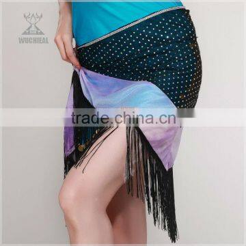 Qiancai Wuchieal shinning belly dance belts,tassels and beaded belly dance hip scarf (YL090)