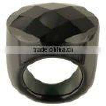 big black agate fancy cutting faceted agate ring