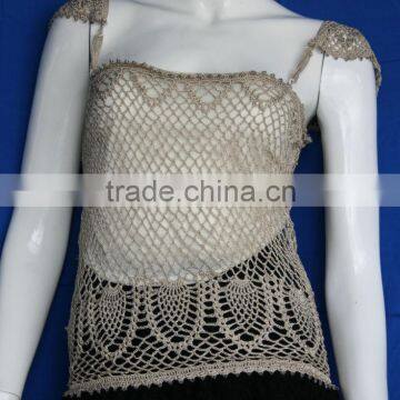 girl's sexy fashion custom design of hand made sweaters wholesale singlet cutout knitted sweater