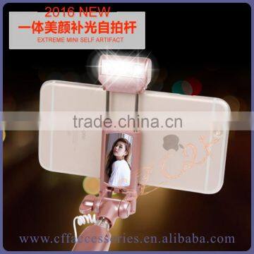 Flash Light With Mirror For Night Using Flexible Handheld Wired Remote Mini Selfie Stick Monopod 2016