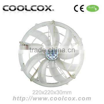 CoolCox 220x220x30mm DC axial fan, sleeve bearing,12V exhaust fan,DC brushless cooling fan,large axial fan,22cm electrical fan