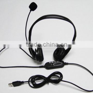 USB binaural headset with microphone /volume control/mute function