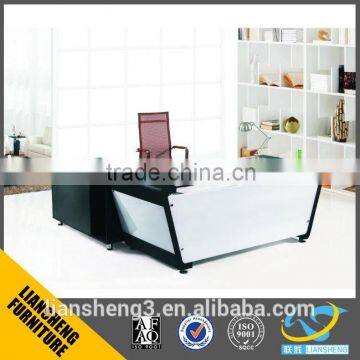 Office furniture new model office table design tempered glass office table desk with stainless steel base