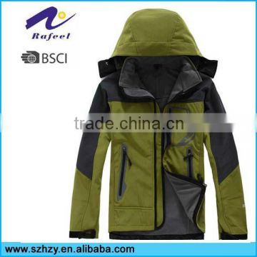 green and grey mens outdoor nylon winter jacket