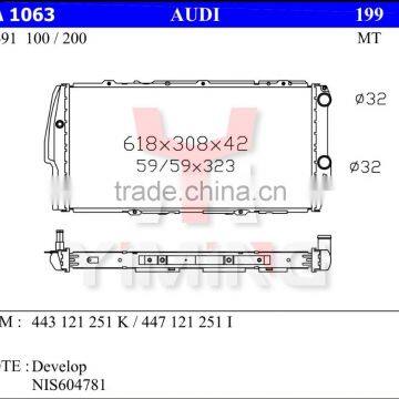 High quality Radiator for Audi 86-91 100/200, Manual gear box, 443121251K /447121251I