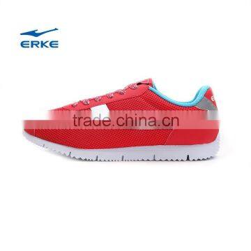 ERKE 2015 NEW basic style mens free running shoes red color retro cortez shoes with breathable mesh flat sole couple style