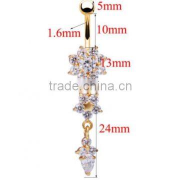 Women Hot Sex Nickel Free Zircon Belly Button Ring photo-3