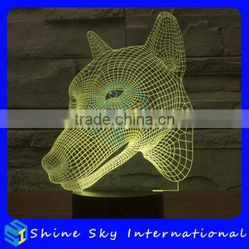 Creative Vision 3D Dog Head Shaped LED 7 Colors Flashing Touch Control Acrylic Night Light photo-4