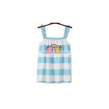 sweet soft t-shirts baby girls tank top blue white strips lovely cotton tops