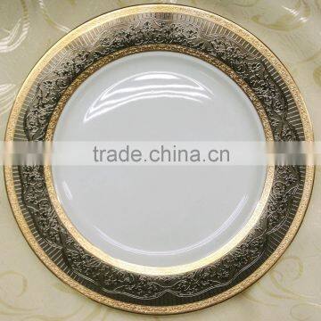 Dinner plate with embossed gold decal