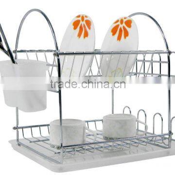 dish drainer with plastic tray and cutlery holder