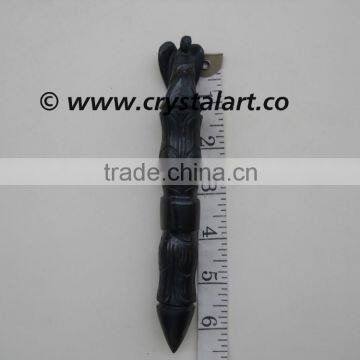 BLACK TIGER EYE ANGEL CARVING HEALING STICK