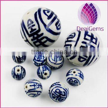 2015 whole sale artificial for DIY jewelry making Bead porcelain blue and white 10pcs per bag