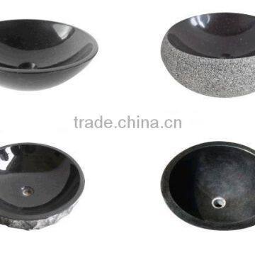 G684 chinese black granite stone grooved basin sink
