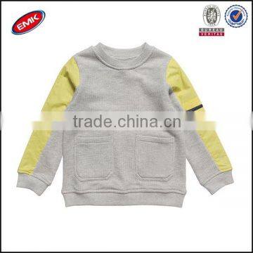 girls long sleeve hoodies with two pocket and yellow cotton inserts on the sleeve