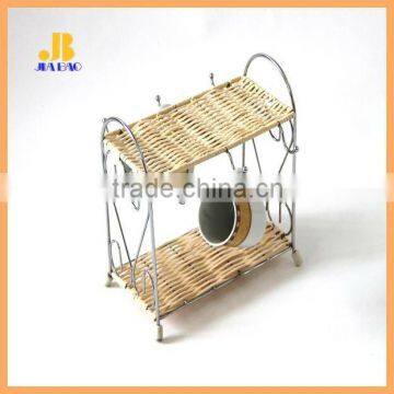 handmade rattan with wire cup rack