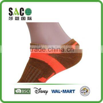 Bright Orange and Brown Color Low Cuff Jacquard Ankle Sports Socks