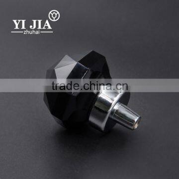 1 Inch Jet Black Polished Chrome Finish Faceted Square Cabinet Crystal Knob