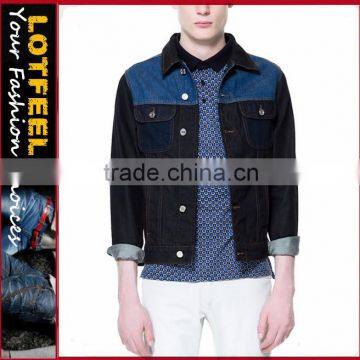 New design man denim black and blue jacket big and tall jackets coats and jackets(LOTJ236)