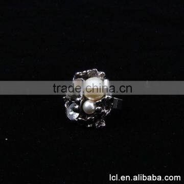 Little finger rings with black stone, new design pearl finger ring wholesale