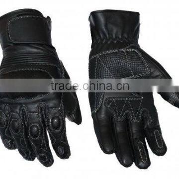 Black Men Leather Motorcycle Gloves