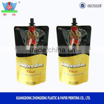 Custom mayonnaise liquid water spout pouch for sauce food packaging